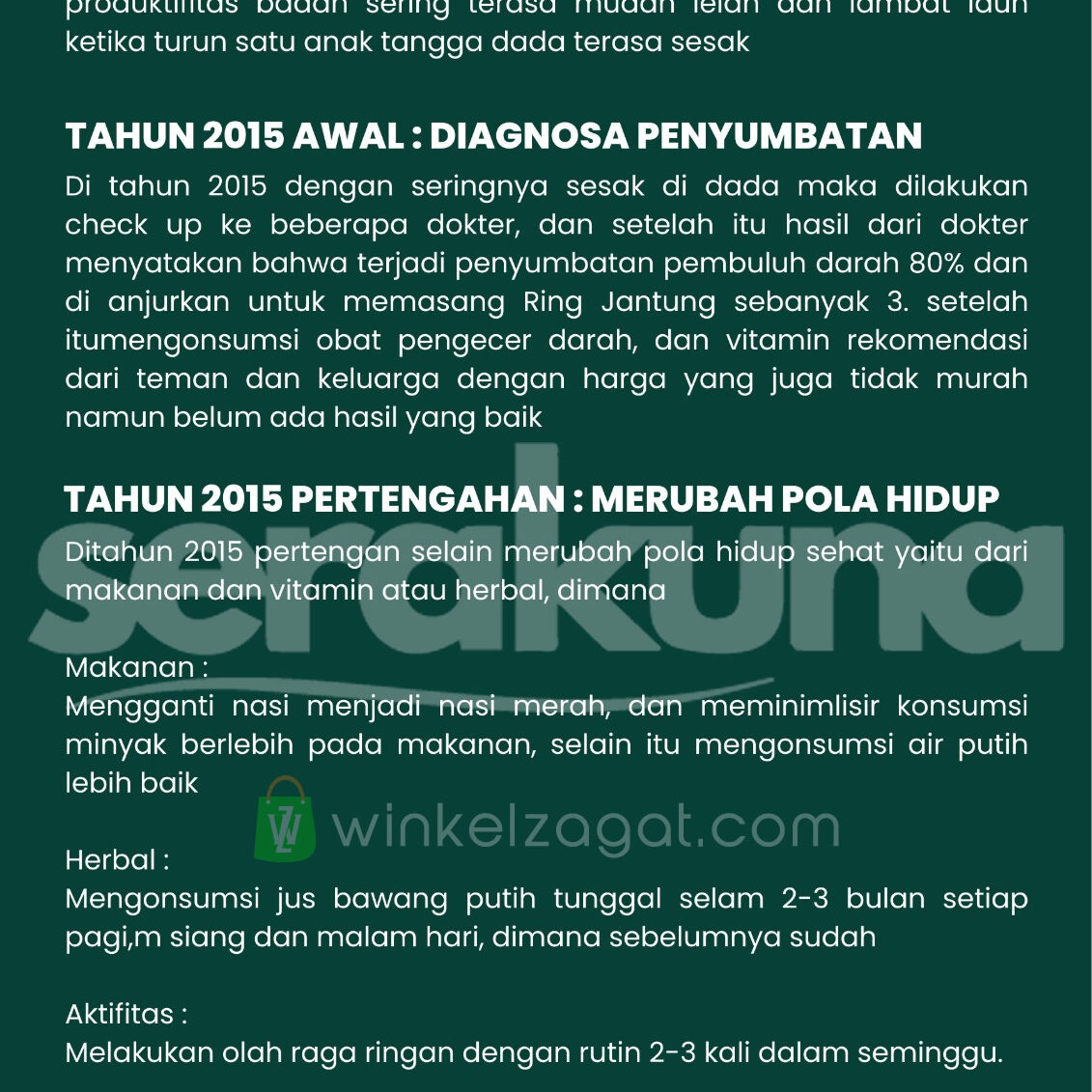 Testimonial Manfaat Jus Obat Herbal Alami Serakuna Untuk Sakit Penyumbatan Pembuluh Darah Jantung Kolesterol Hipertensi Sering Sesak Nafas - JUS BAWANG PUTIH TUNGGAL LANANG